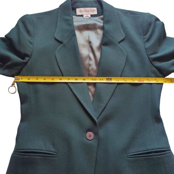 Vintage Jones New York Forest Green Wool Blazer Size 6 - Picture 9 of 10